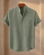 Filippo Linen Mandarin Collar Shirt