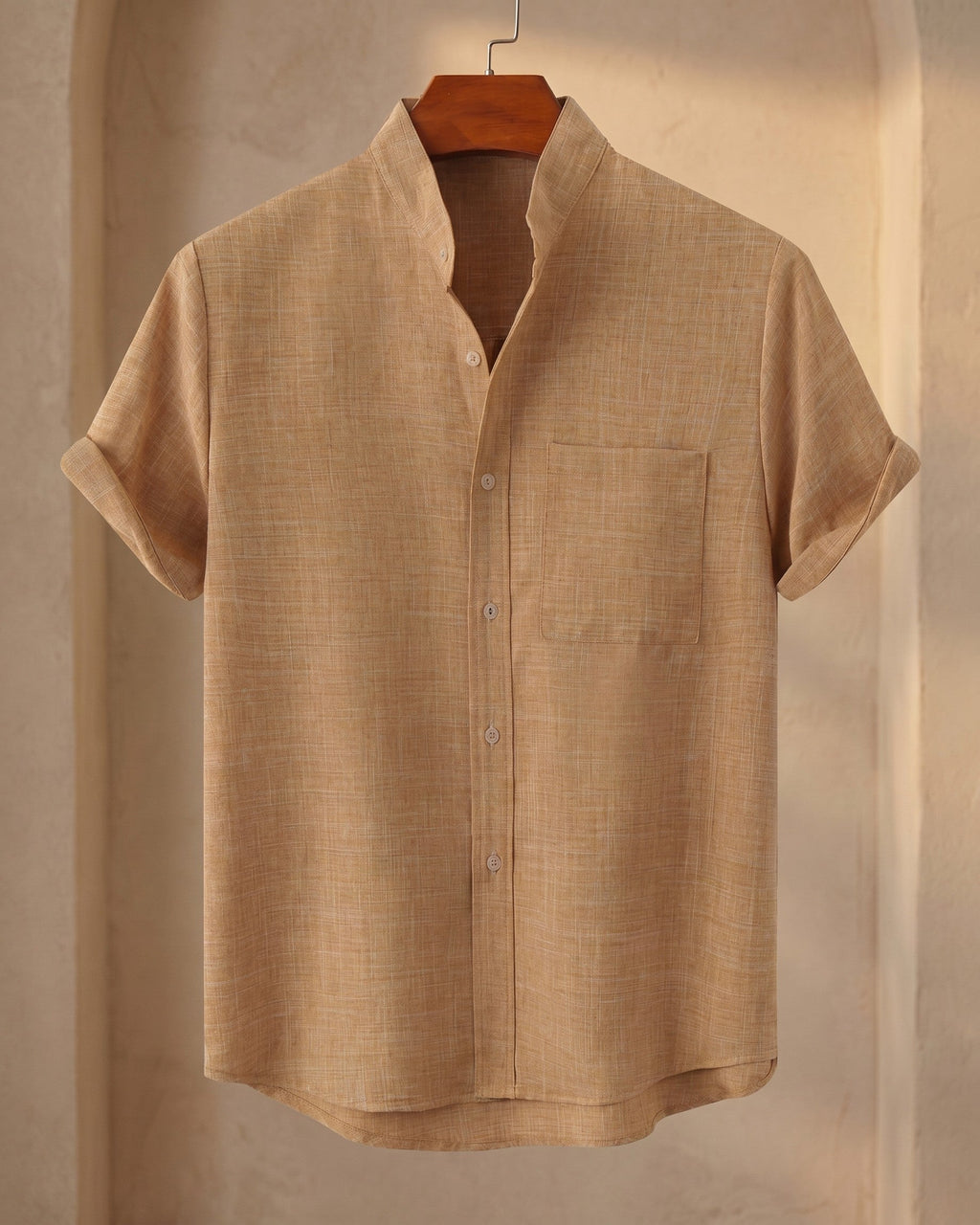 Filippo Linen Mandarin Collar Shirt