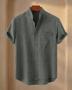Filippo Linen Mandarin Collar Shirt