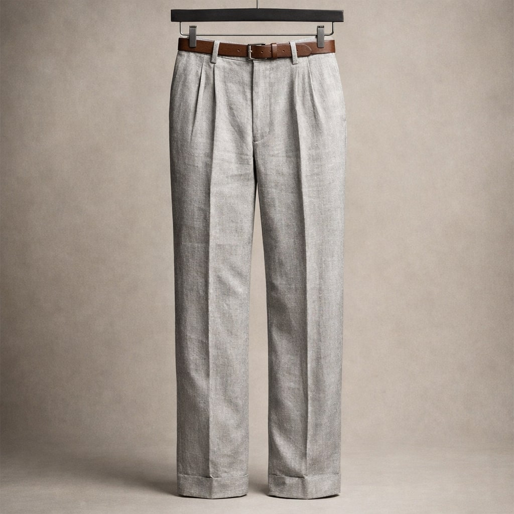 Lorenzo Pantalón de Algodón con Pliegues