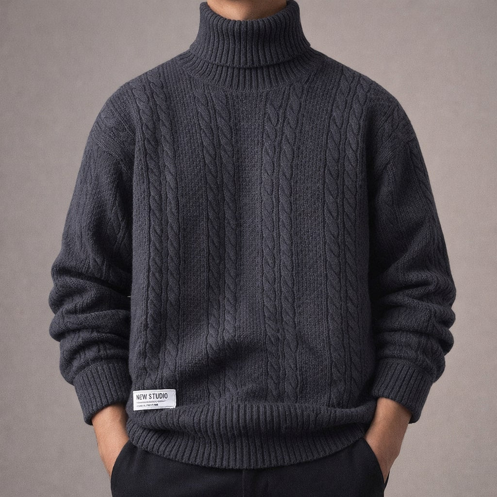Alberto Cable-Knit Turtleneck Sweater