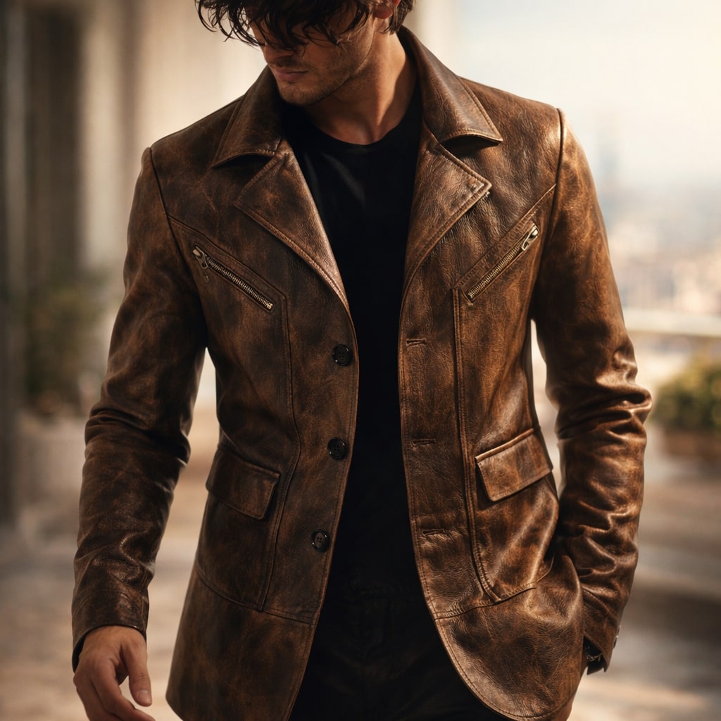 Riccardo Structured Leather Jacket
