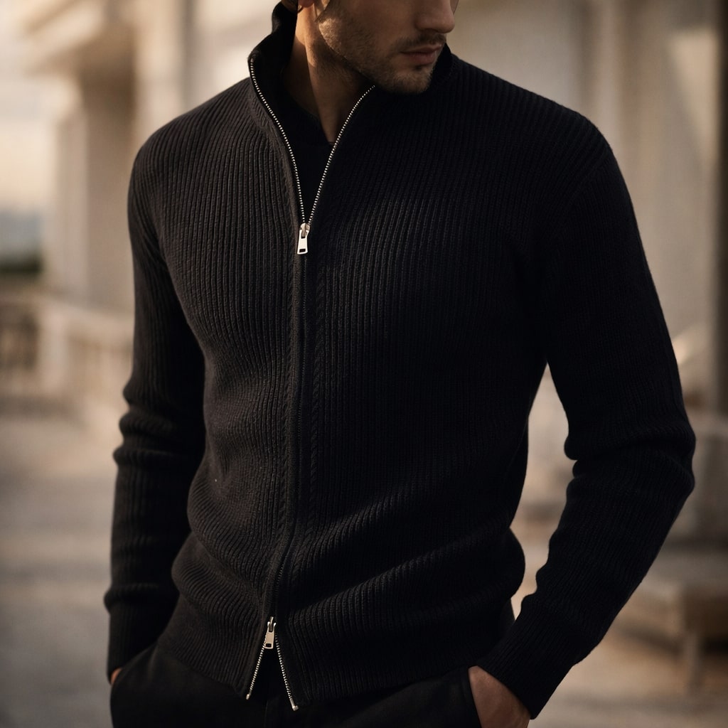 Riccardo Zip-Front Knit Sweater
