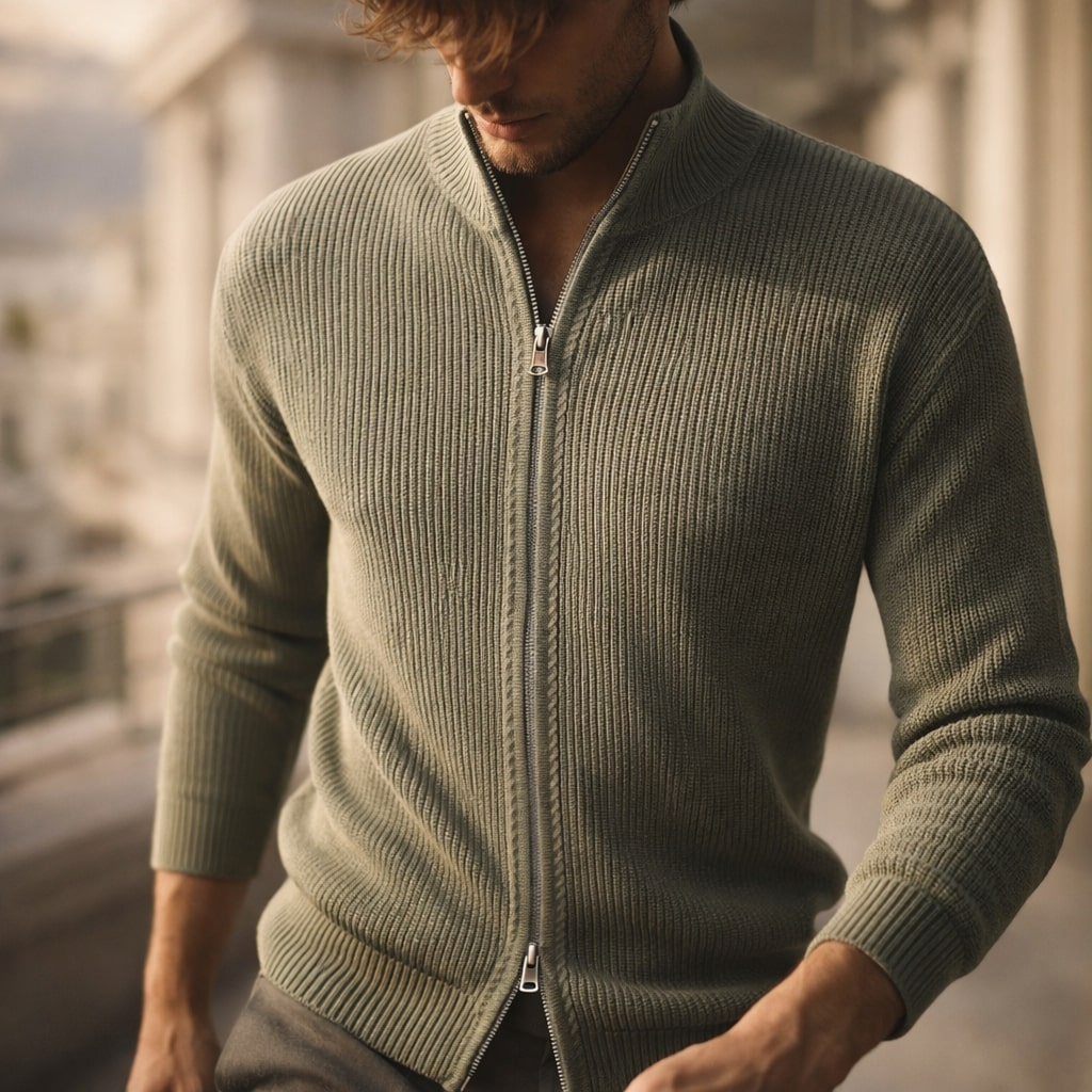 Riccardo Zip-Front Knit Sweater