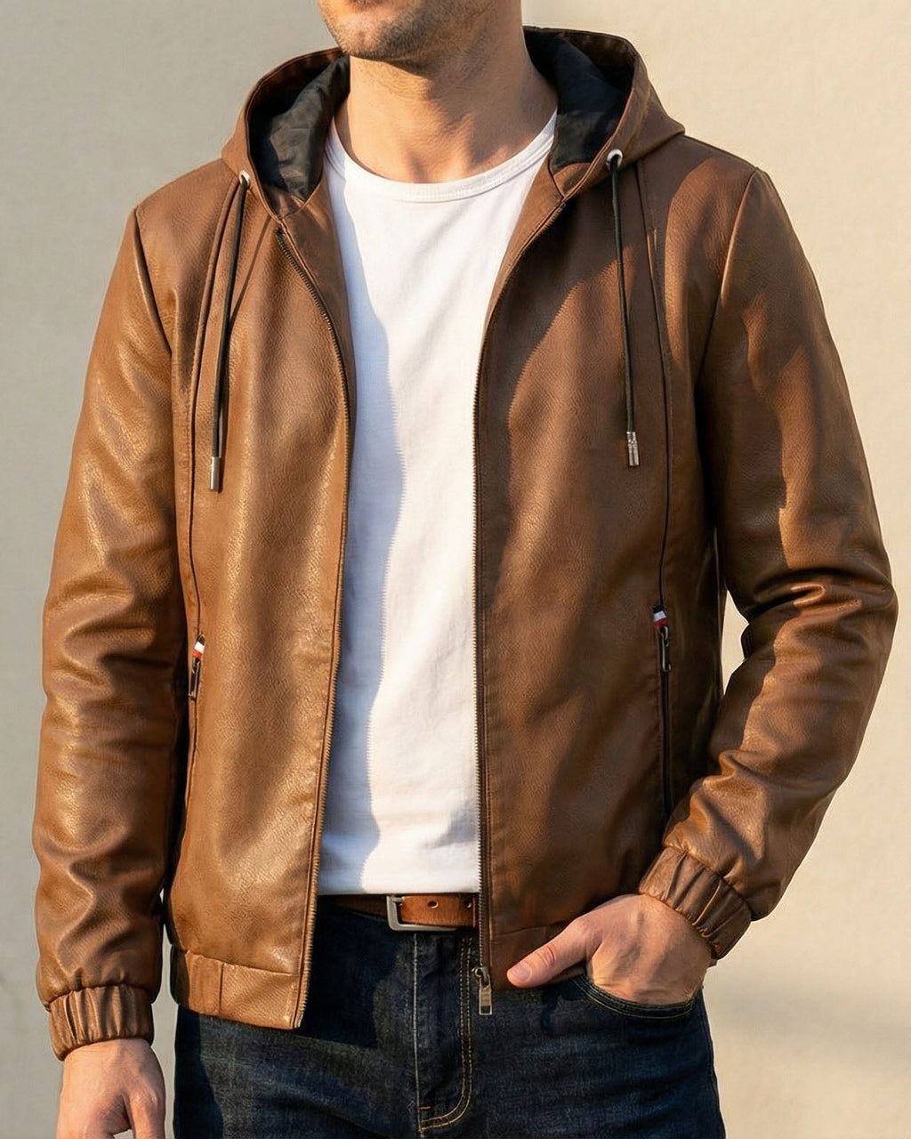 Lorenzo Leather Hooded Jacket
