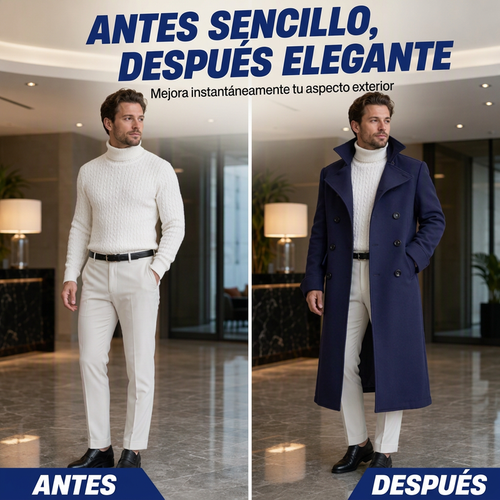 Abrigo Largo de Paño para Hombre Cruzado