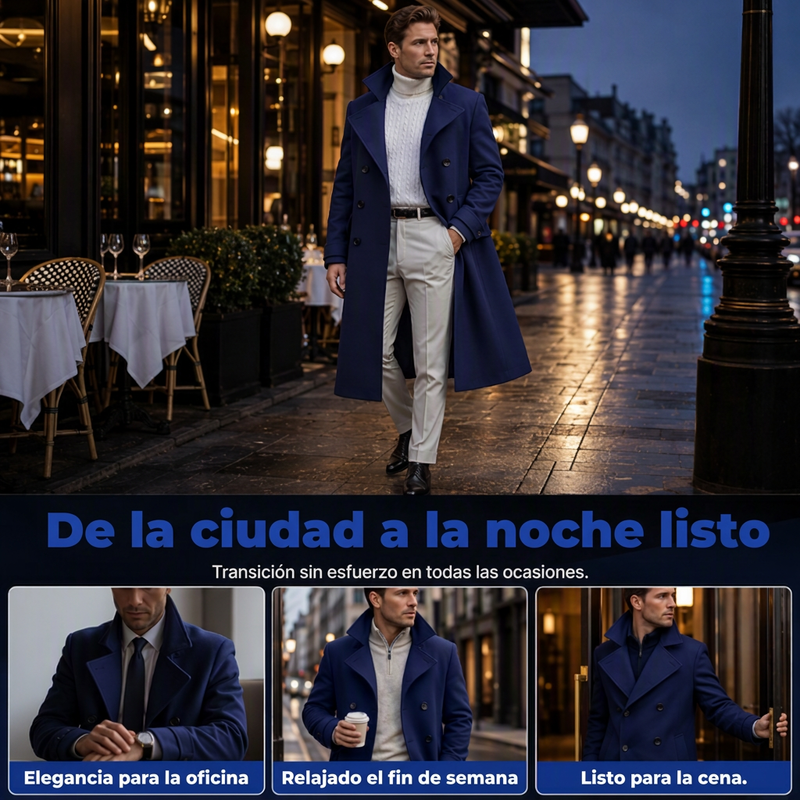 Abrigo Largo de Paño para Hombre Cruzado