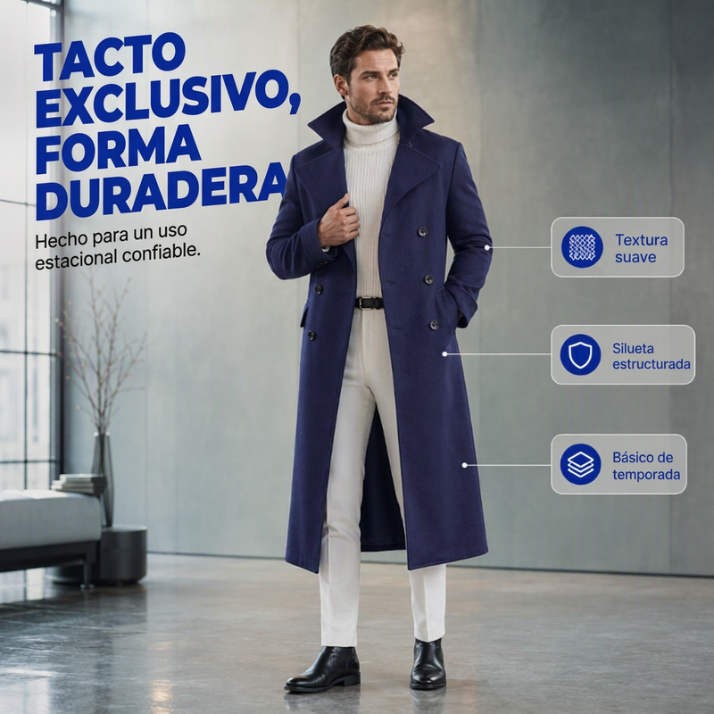 Abrigo Largo de Paño para Hombre Cruzado