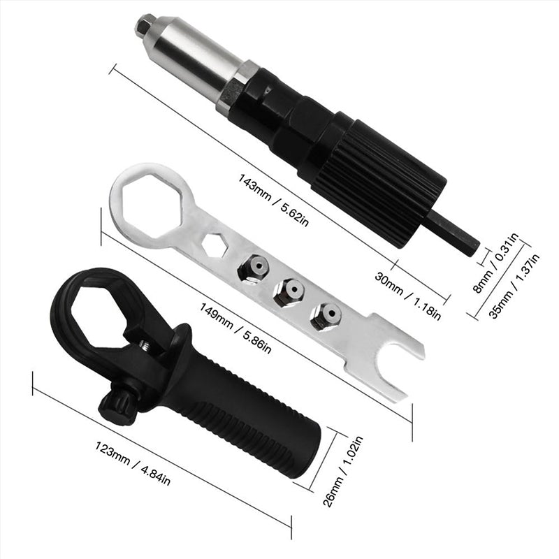Adaptador Remachador para Taladro con 4 Boquillas