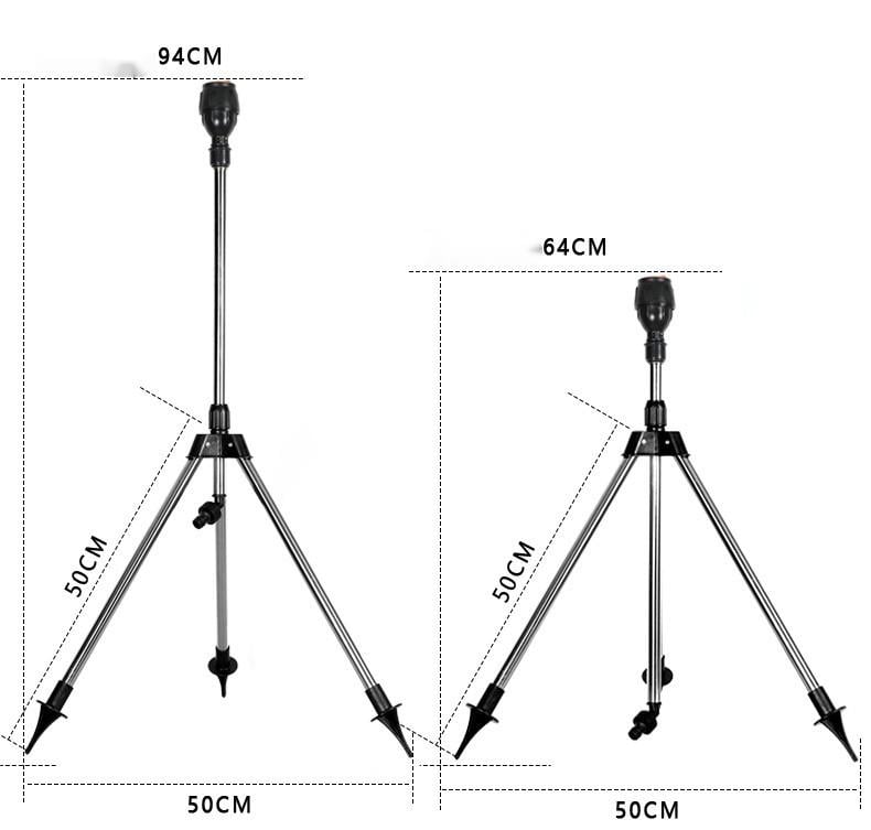 Aspersor de Trípode Telescópico de Acero Inoxidable 360°