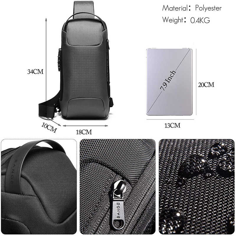 Bandolera Antirrobo para Hombre con Candado y Puerto USB