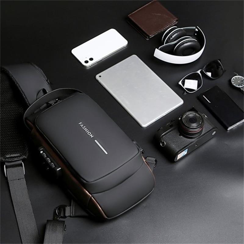 Bandolera Antirrobo para Hombre con Puerto USB y Candado