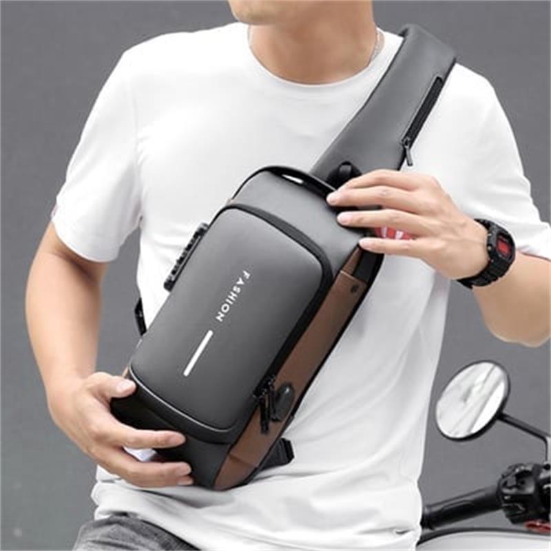 Bandolera Antirrobo para Hombre con Puerto USB y Candado