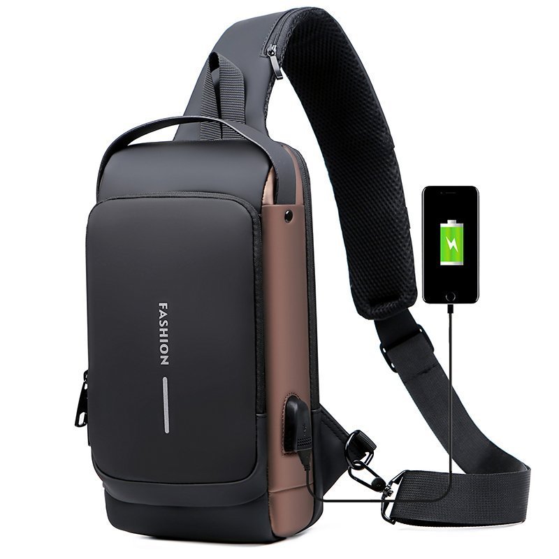 Bandolera Antirrobo para Hombre con Puerto USB y Candado
