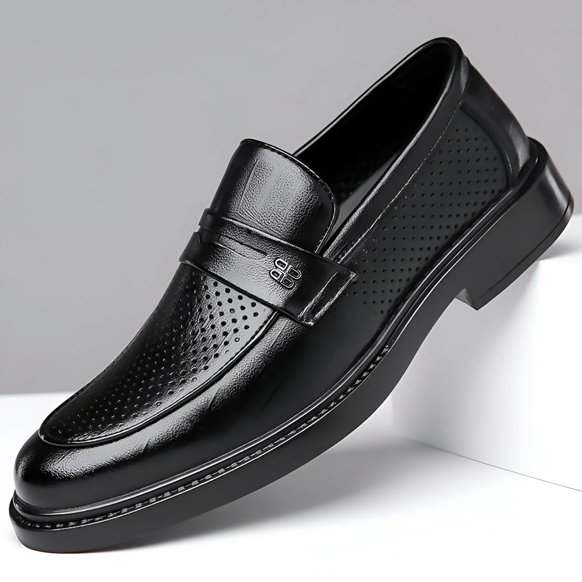 Biagio Penny Perforated Leather Loafers