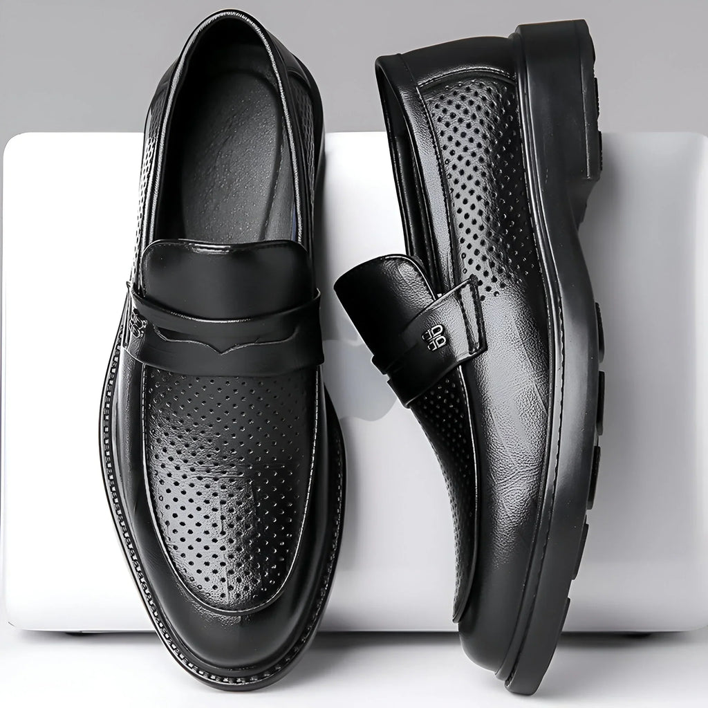 Biagio Penny Perforated Leather Loafers