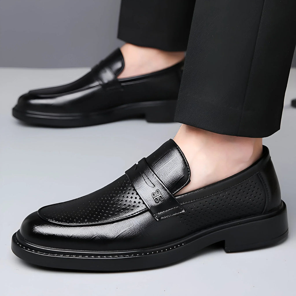 Biagio Penny Perforated Leather Loafers