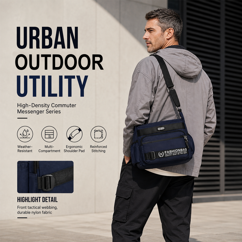Bolso Mensajero para Hombre Resistente al Agua Multibolsillos