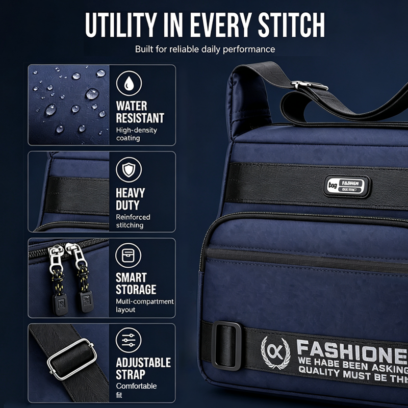 Bolso Mensajero para Hombre Resistente al Agua Multibolsillos