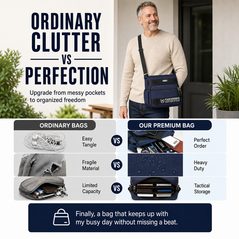 Bolso Mensajero para Hombre Resistente al Agua Multibolsillos