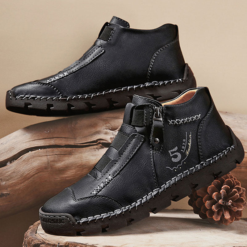 Botines Casuales de Piel para Hombre con Cierre