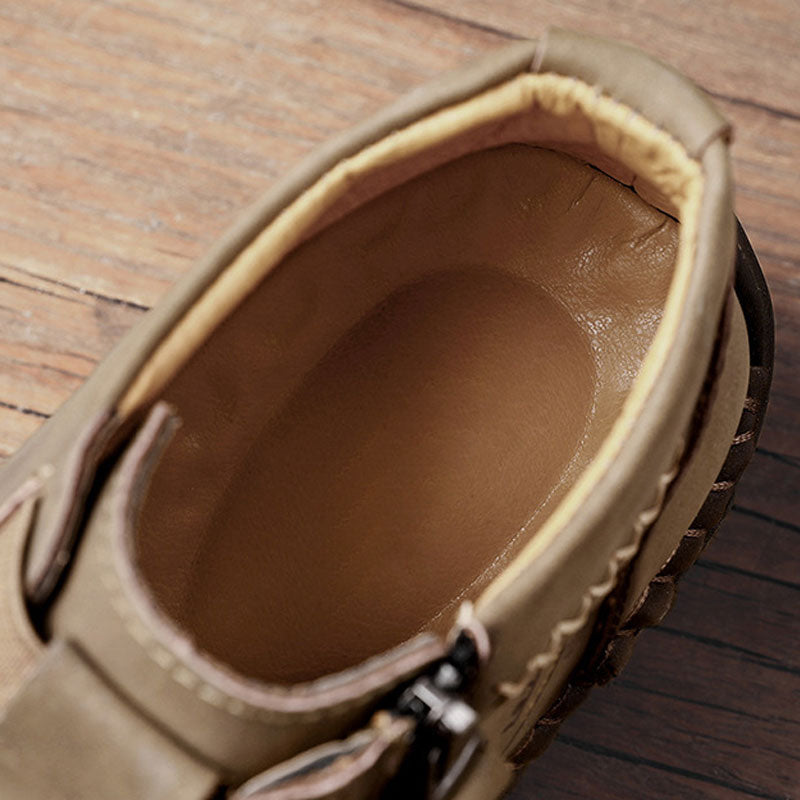 Botines Casuales de Piel para Hombre con Cierre