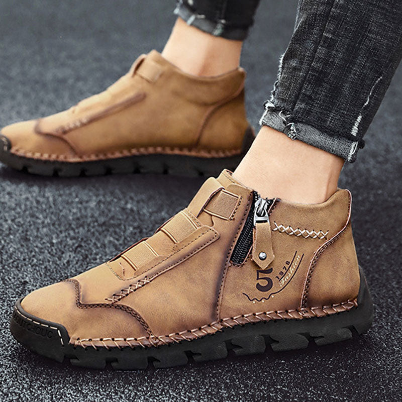 Botines Casuales de Piel para Hombre con Cierre