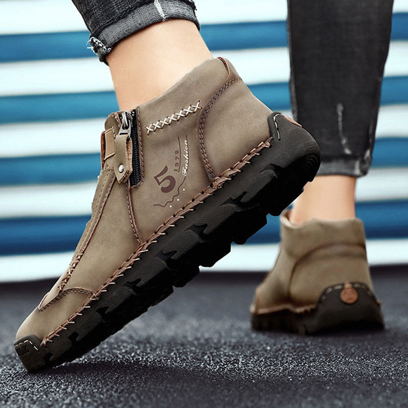 Botines Casuales de Piel para Hombre con Cierre