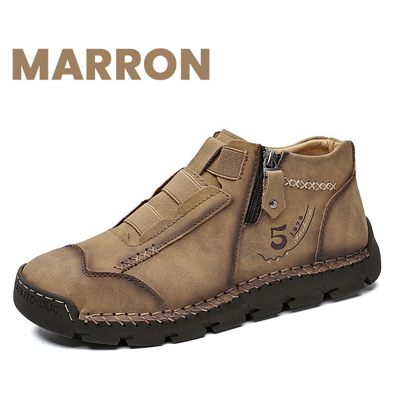 Botines Casuales de Piel para Hombre con Cierre