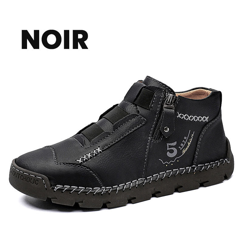 Botines Casuales de Piel para Hombre con Cierre