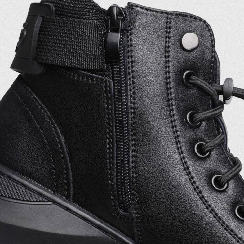 Botines de Piel Negros para Hombre con Cierre y Correa