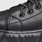Botines de Piel Negros para Hombre con Cierre y Correa