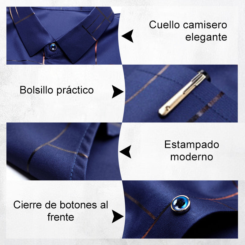 Camisa Antiarrugas para Hombre Manga Larga Paquetes de 1 a 4