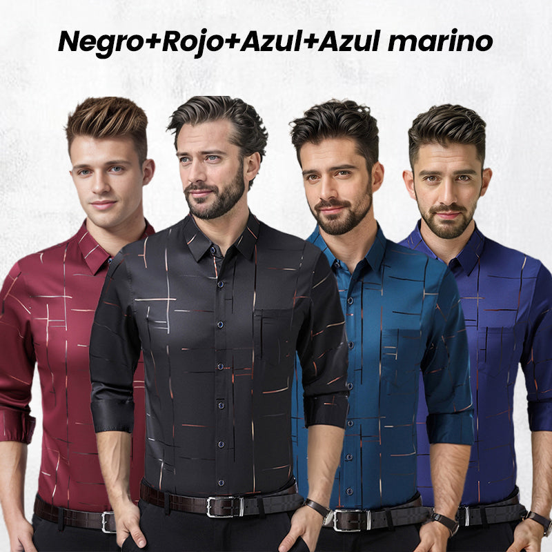 Camisa Antiarrugas para Hombre Manga Larga Paquetes de 1 a 4