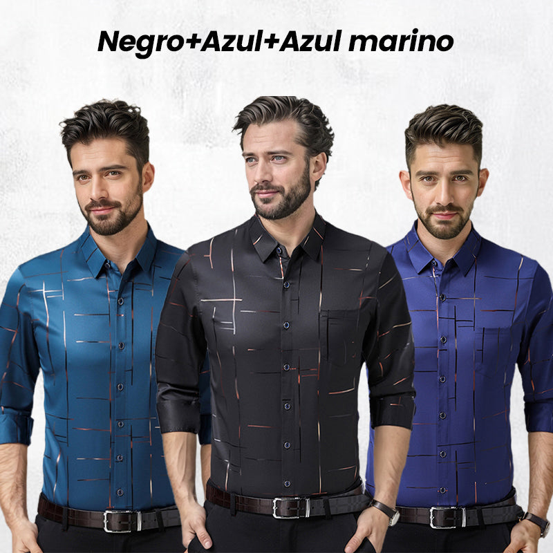 Camisa Antiarrugas para Hombre Manga Larga Paquetes de 1 a 4