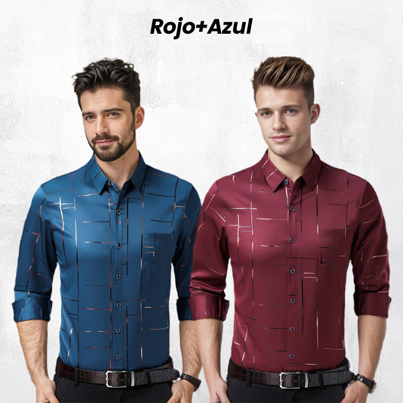 Camisa Antiarrugas para Hombre Manga Larga Paquetes de 1 a 4