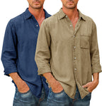 Camisa Casual Manga Larga para Hombre con Bolsillo
