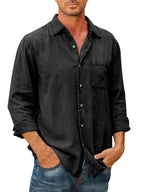 Camisa Casual Manga Larga para Hombre con Bolsillo