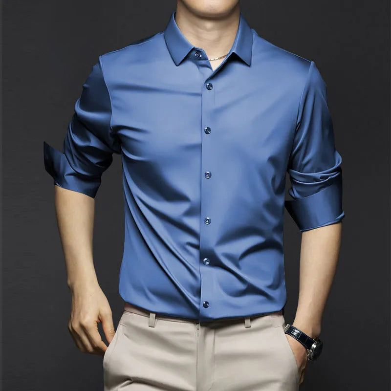 Camisa Clásica Antiarrugas para Hombre Manga Larga Hasta 6XL