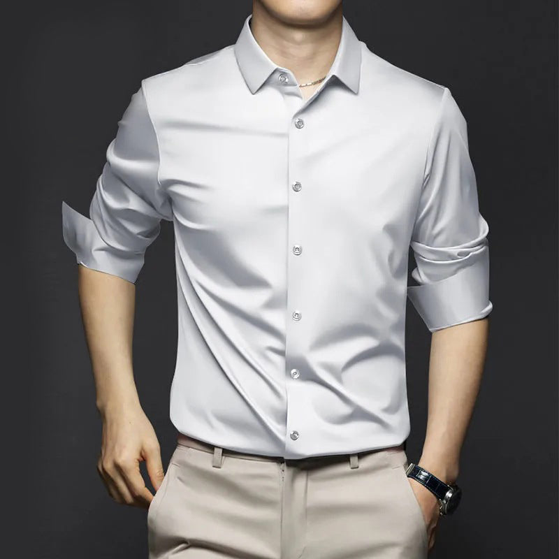 Camisa Clásica Antiarrugas para Hombre Manga Larga Hasta 6XL