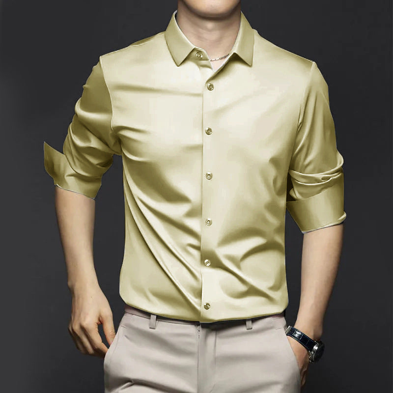 Camisa Clásica Antiarrugas para Hombre Manga Larga Hasta 6XL