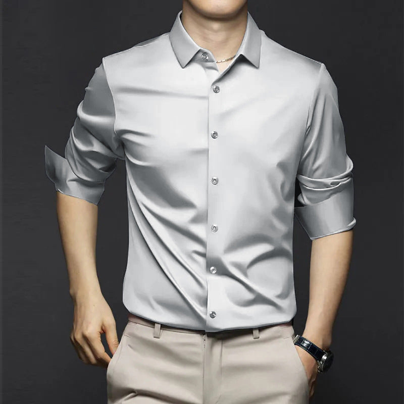 Camisa Clásica Antiarrugas para Hombre Manga Larga Hasta 6XL