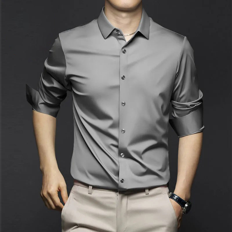 Camisa Clásica Antiarrugas para Hombre Manga Larga Hasta 6XL