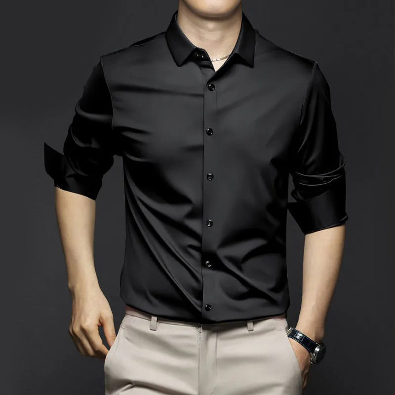 Camisa Clásica Antiarrugas para Hombre Manga Larga Hasta 6XL