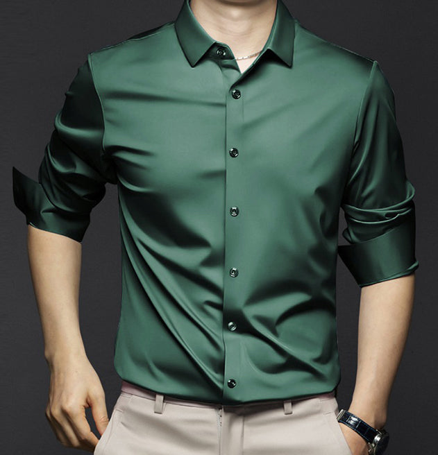 Camisa Clásica Antiarrugas para Hombre Manga Larga Hasta 6XL