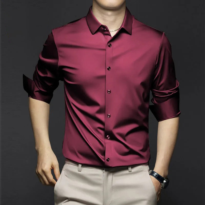 Camisa Clásica Antiarrugas para Hombre Manga Larga Hasta 6XL