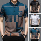 Camisa Estampada Manga Corta de Seda Fría para Hombre
