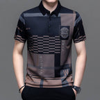 Camisa Estampada Manga Corta de Seda Fría para Hombre