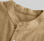 Camisa de Lino Manga Corta Cuello Mao para Hombre