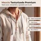 Camisa de Lino con Capucha para Hombre Manga Larga